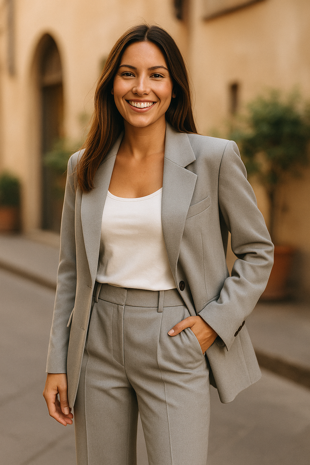 VeraModa Effen Kleur Vrouwen Suit Pak Set met Colbert Blazer en Hoge Taille Wijde Flared Pantalon