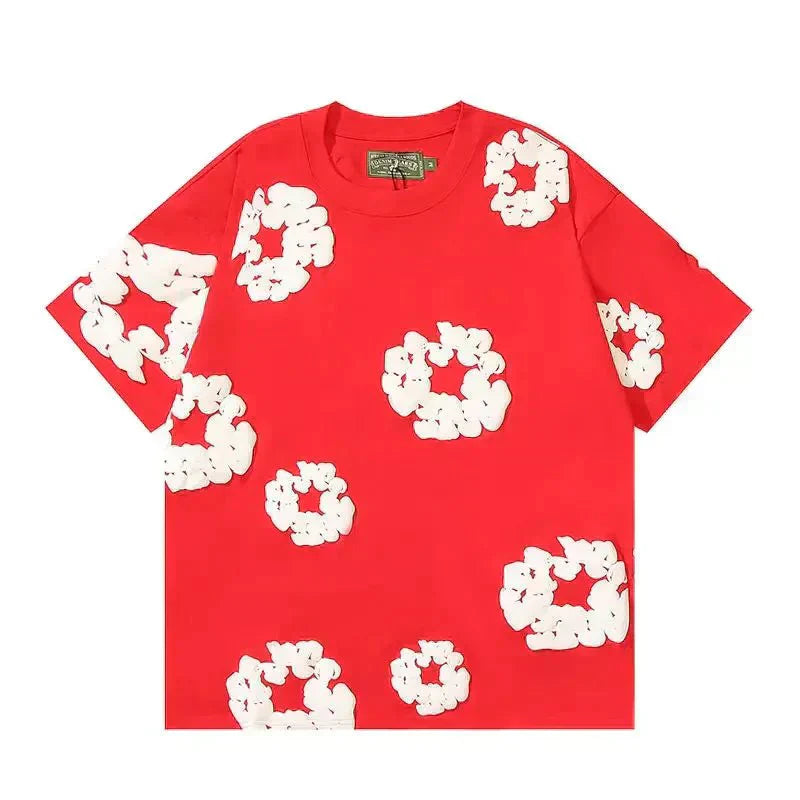 Nola - Flower Kiss Zomerset Unisex Modieuze Comfi T-Shirt en Shorts Witte Bloemen
