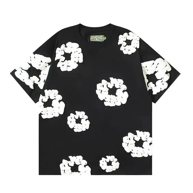 Nola - Flower Kiss Zomerset Unisex Modieuze Comfi T-Shirt en Shorts Witte Bloemen