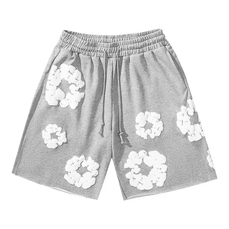 Nola - Flower Kiss Zomerset Unisex Modieuze Comfi T-Shirt en Shorts Witte Bloemen