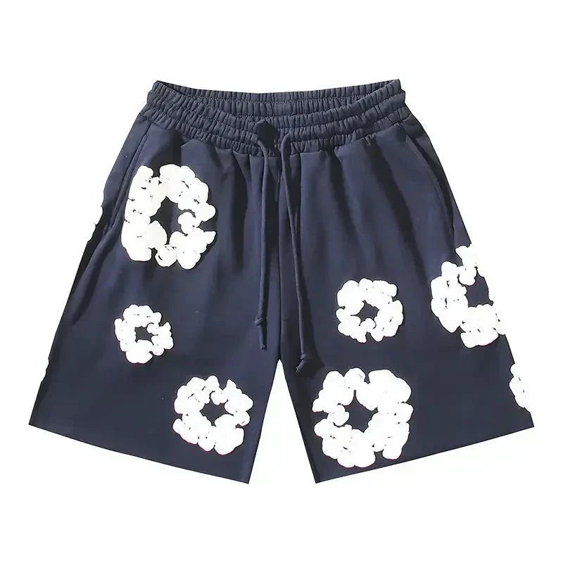 Nola - Flower Kiss Zomerset Unisex Modieuze Comfi T-Shirt en Shorts Witte Bloemen