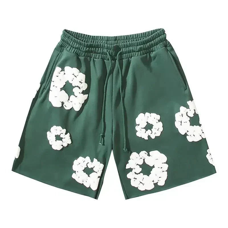 Nola - Flower Kiss Zomerset Unisex Modieuze Comfi T-Shirt en Shorts Witte Bloemen