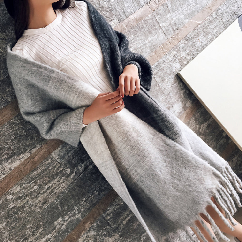 Lorena Cashmere Grote Sjaal met Plaid en Slierten voor Complete Warmte en een Finishing Touch Accessoire