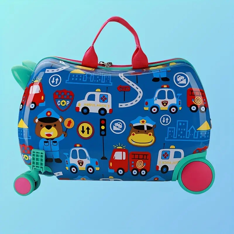 KidAdventure Kinder Zit Koffer met Vrolijke Patronen Trekkoord en Schoudertas Hengsels