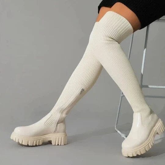 ElastiThigh Lange Stoffen Stretch Laarzen tot Bovenbeen