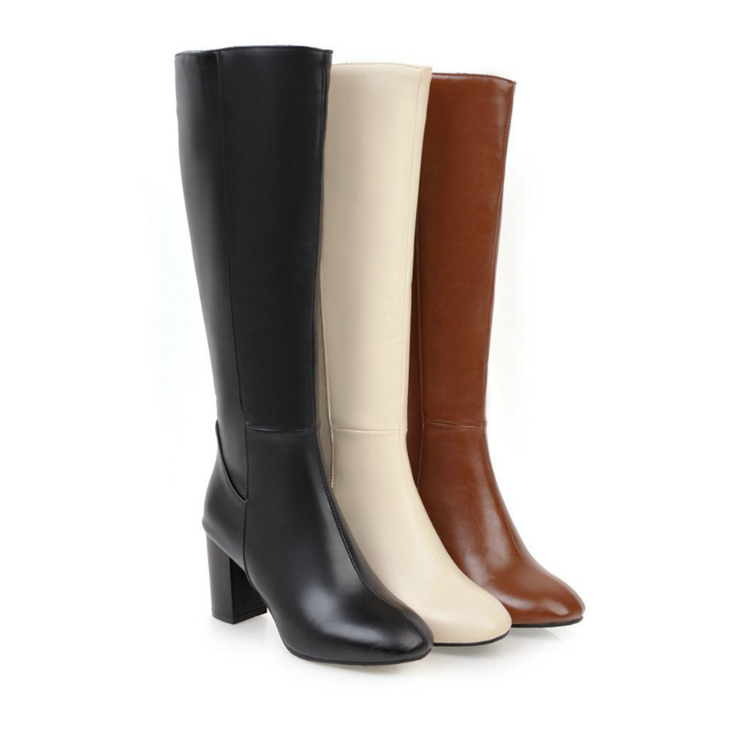 Delphine Elegante Zachte Hoogwaardige Vegan Leather Hakken Laarzen met Ritssluiting