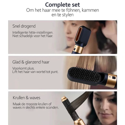 5-in-1 Glow Multi Haarstyler met Krachtige 1000W Ionische Technologie met Föhn, Stijler, Kruller en meer