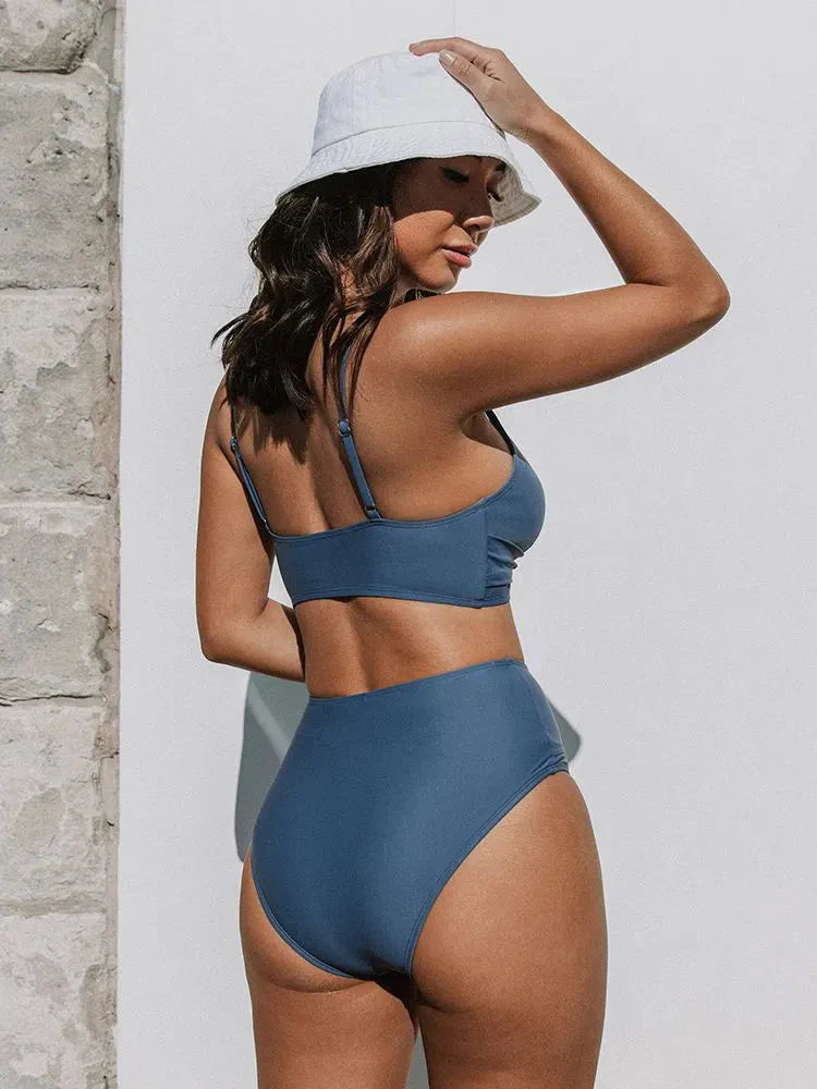 Silke - Stijlvolle Elegante Hoge Taille Bikini Set Ondersteunend met Bloemen