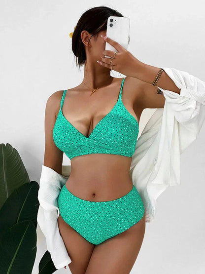 Silke - Stijlvolle Elegante Hoge Taille Bikini Set Ondersteunend met Bloemen