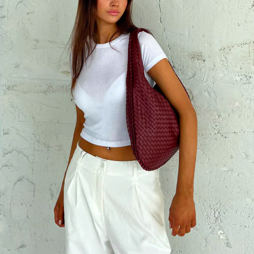 Aranka Gewoven Ruim Design Schoudertas de Musthave Tas van het Jaar