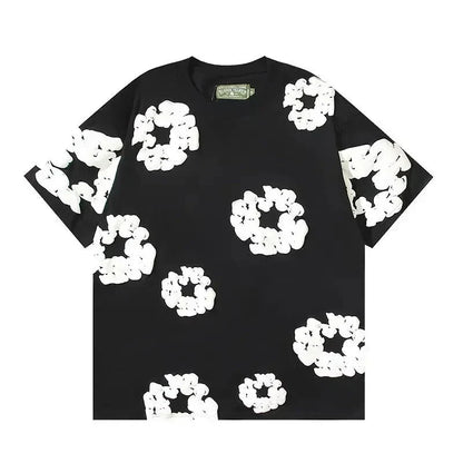 Nola - Flower Kiss Zomerset Unisex Modieuze Comfi T-Shirt en Shorts Witte Bloemen