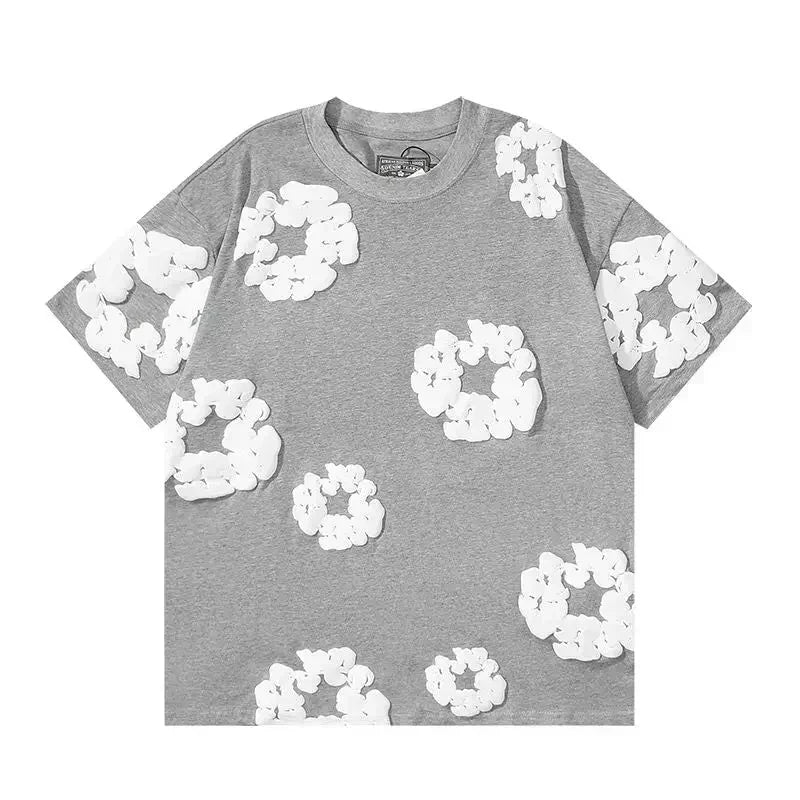 Nola - Flower Kiss Zomerset Unisex Modieuze Comfi T-Shirt en Shorts Witte Bloemen