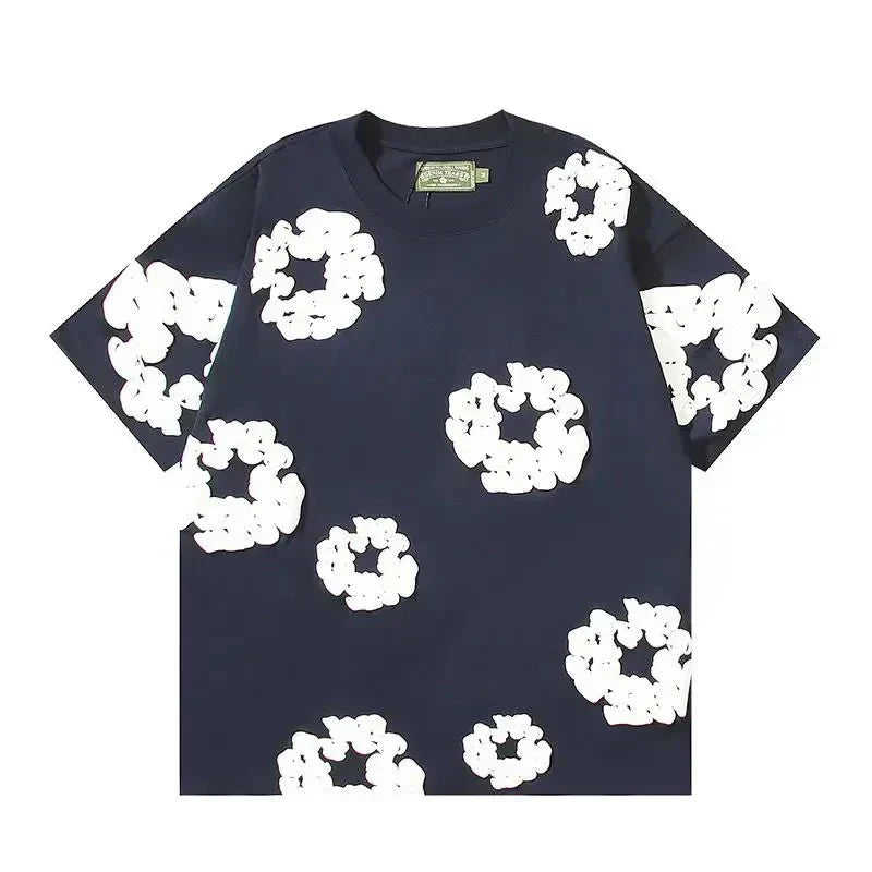 Nola - Flower Kiss Zomerset Unisex Modieuze Comfi T-Shirt en Shorts Witte Bloemen