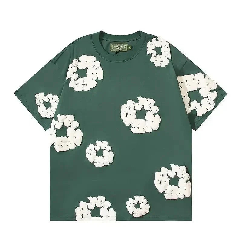 Nola - Flower Kiss Zomerset Unisex Modieuze Comfi T-Shirt en Shorts Witte Bloemen