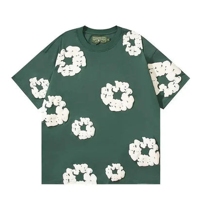 Nola - Flower Kiss Zomerset Unisex Modieuze Comfi T-Shirt en Shorts Witte Bloemen