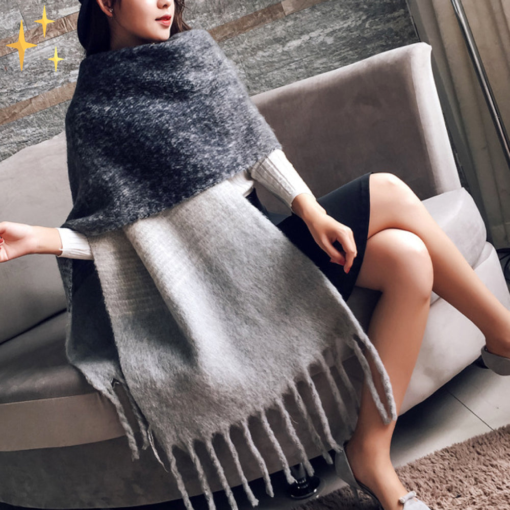 Lorena Cashmere Grote Sjaal met Plaid en Slierten voor Complete Warmte en een Finishing Touch Accessoire