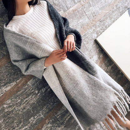 Lorena Cashmere Grote Sjaal met Plaid en Slierten voor Complete Warmte en een Finishing Touch Accessoire